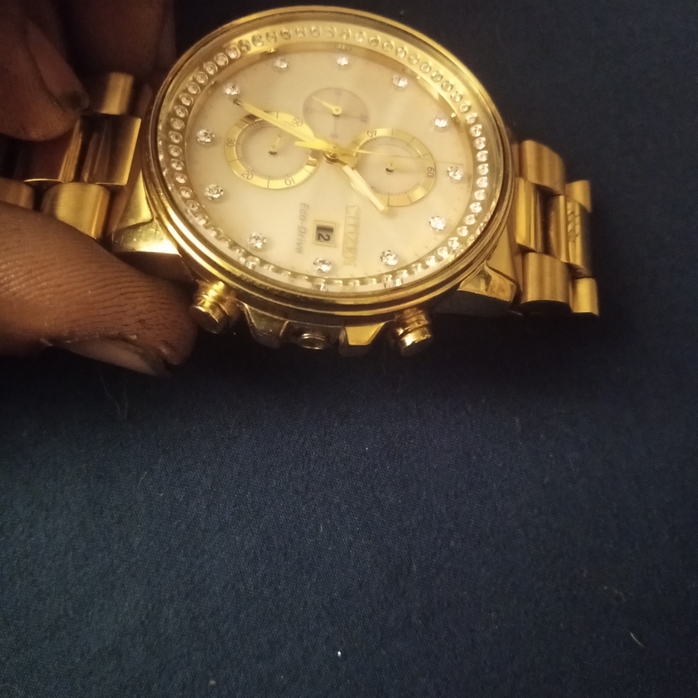 Citizen Nighthawk Eco-Drive Chamagne Dial Watch FB3002-53P Pale Gold